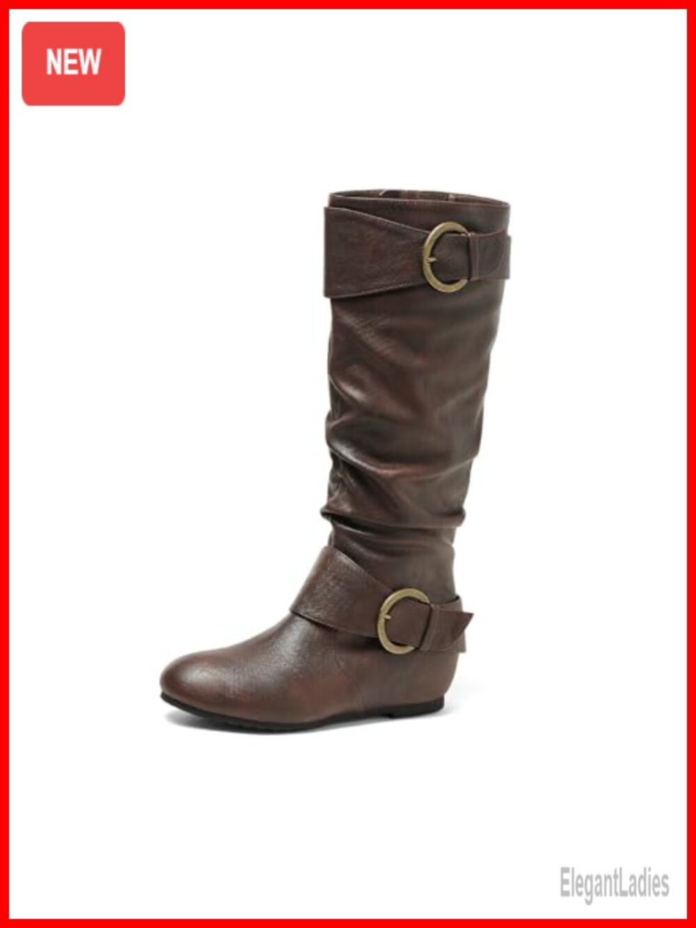 Women's Knee High Low Hidden Wedge Boots Faux Fur Lined Side Zip